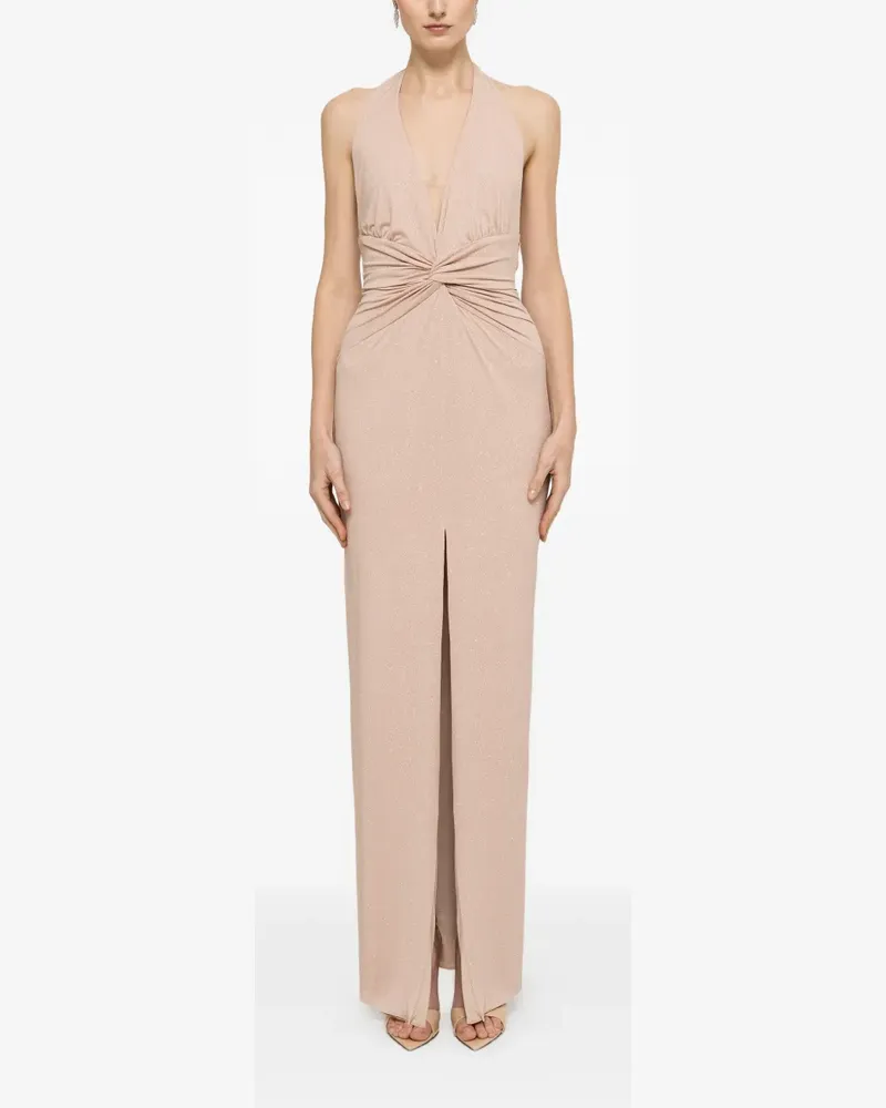 NISSA backless glitter maxi dress - Nude Nude