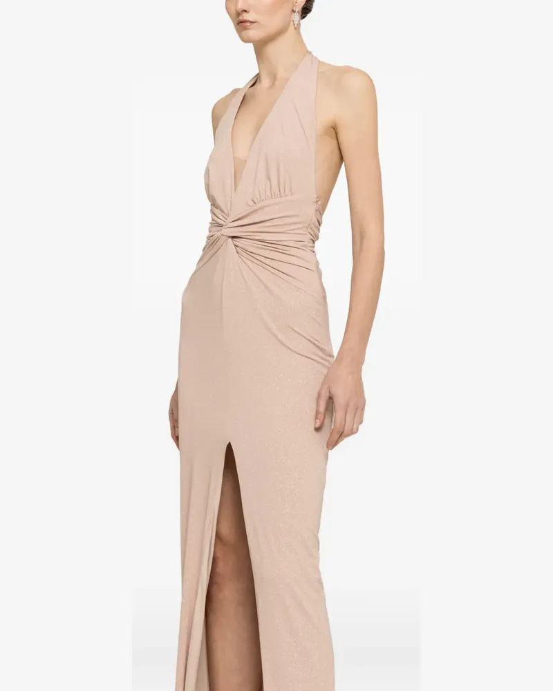 NISSA Rückenfreies Maxikleid im Glitter-Look - Nude Nude