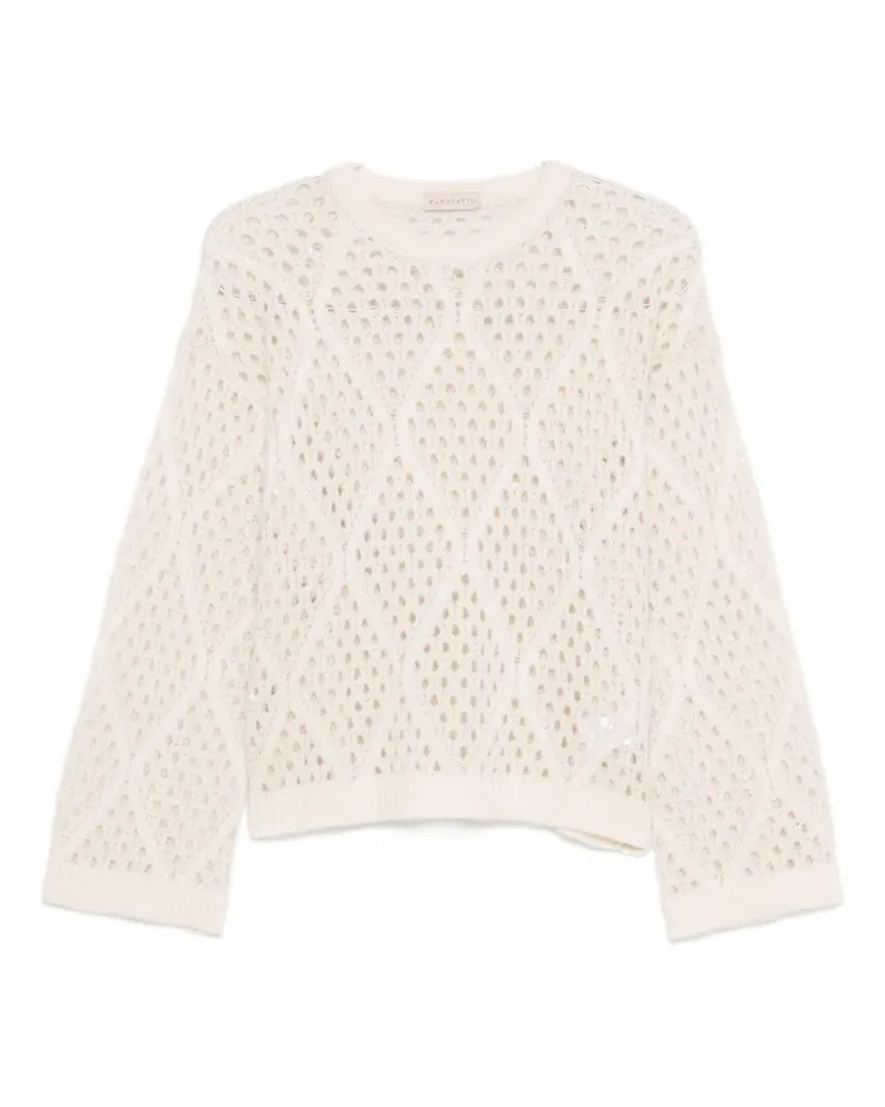 Purotatto Pullover mit Lochstrickmuster - Nude Nude