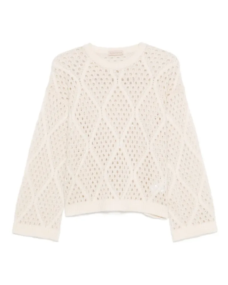 Purotatto Pullover mit Lochstrickmuster - Nude Nude