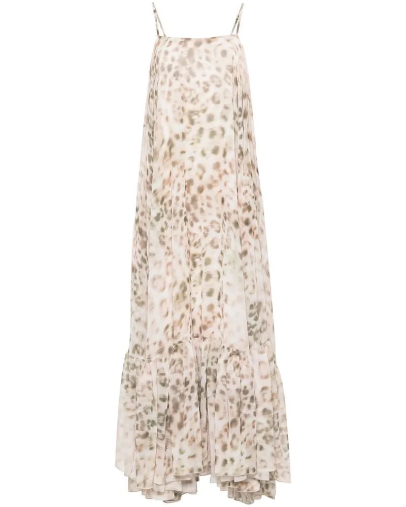 ROTATE Birger Christensen Francisca Maxikleid mit Animal-Print - Nude Nude