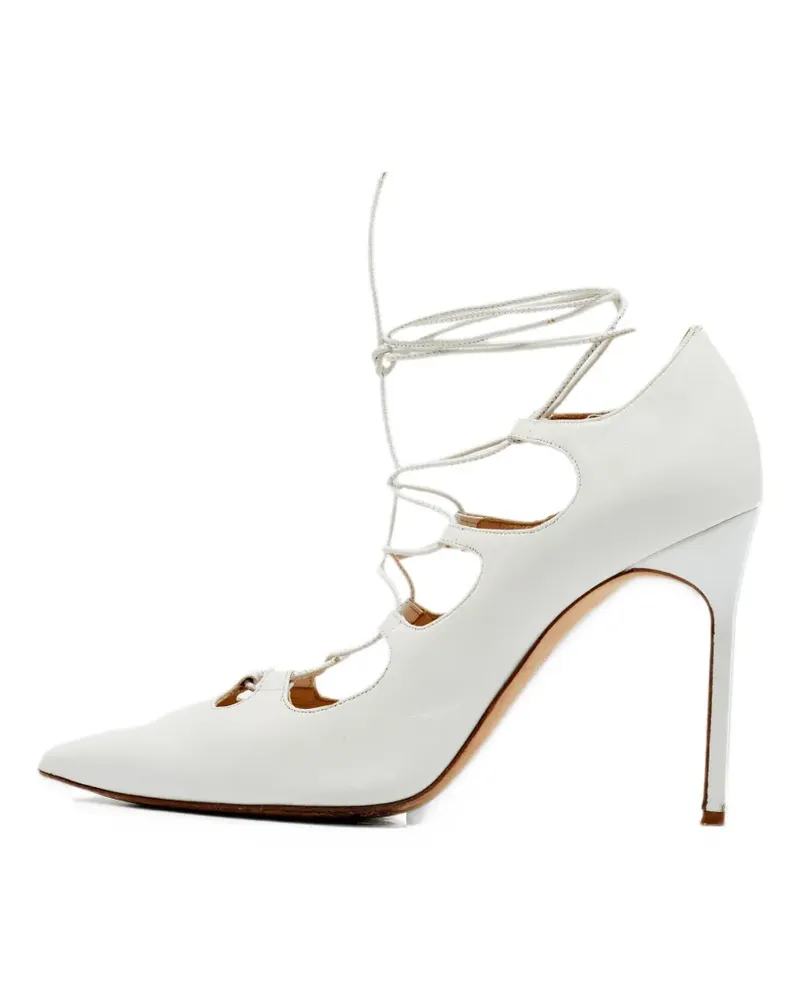 Manolo Blahnik Pumps aus Leder - Weiß Weiß