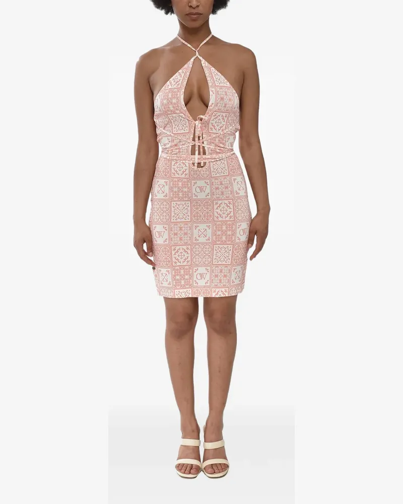 OFF-WHITE Maiolica lace-up mini dress - Rosa Rosa