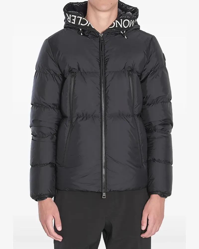 Moncler Gefütterte Jacke mit Logo-Streifen - Schwarz Schwarz