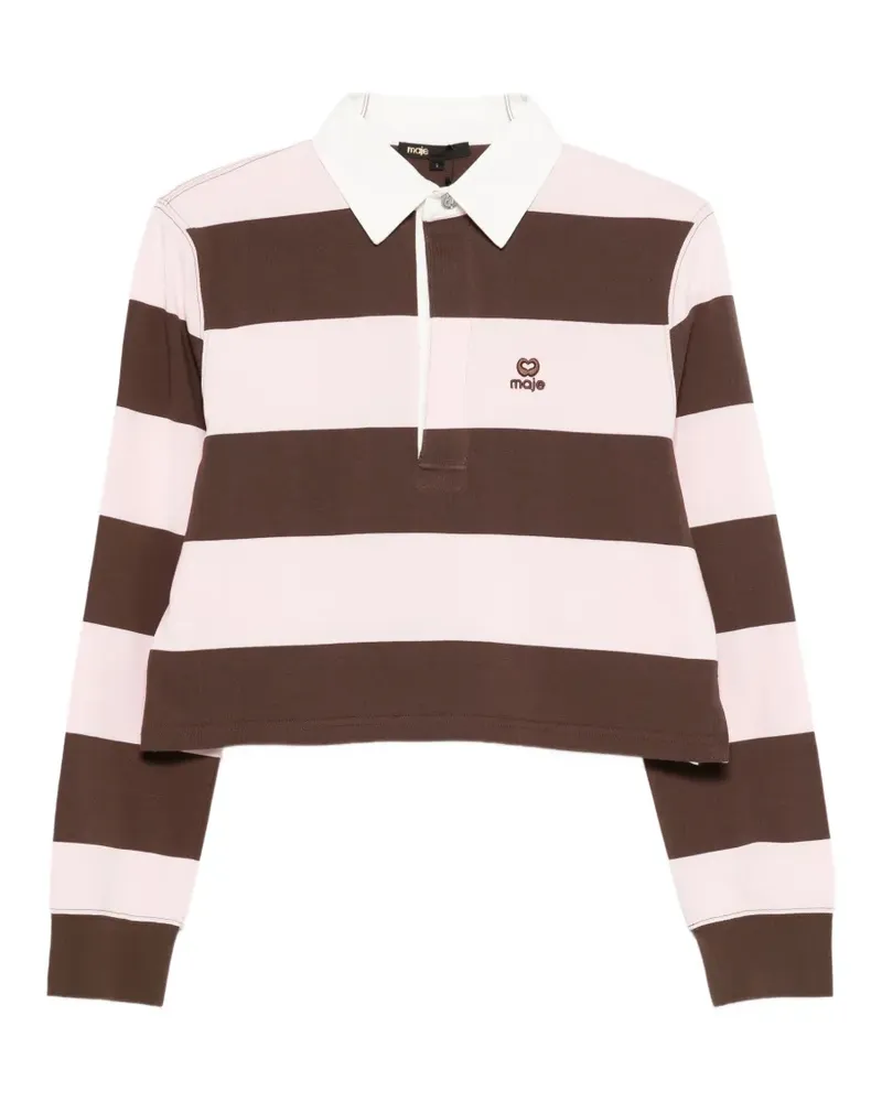 Maje striped cropped polo top - Braun Braun