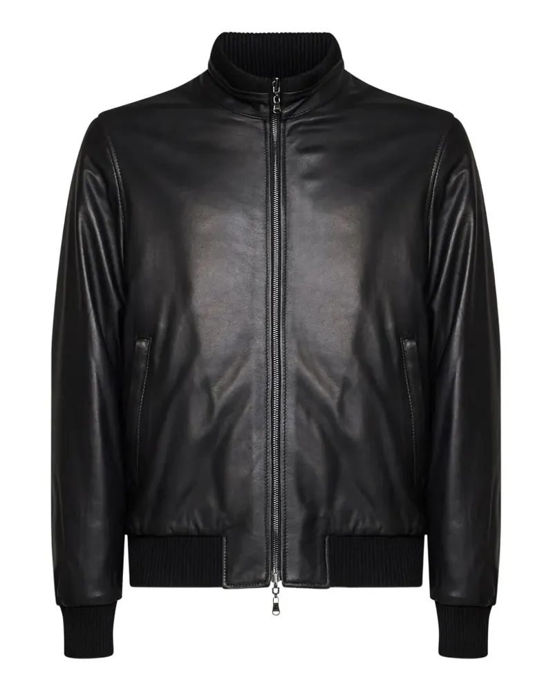 BARBA zip-up leather jacket - Schwarz Schwarz