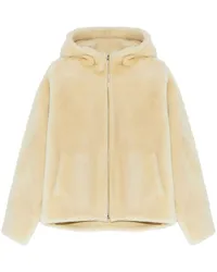 Yves Salomon Kapuzenjacke aus Faux Shearling Nude