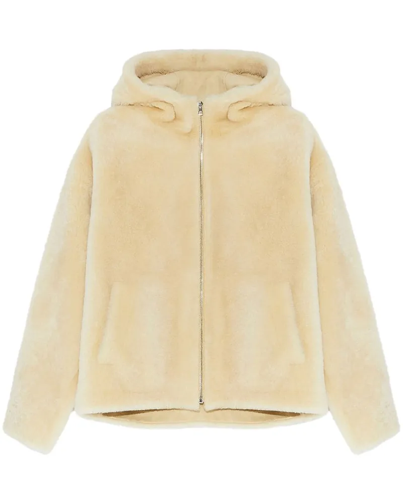 Yves Salomon Kapuzenjacke aus Faux Shearling - Nude Nude