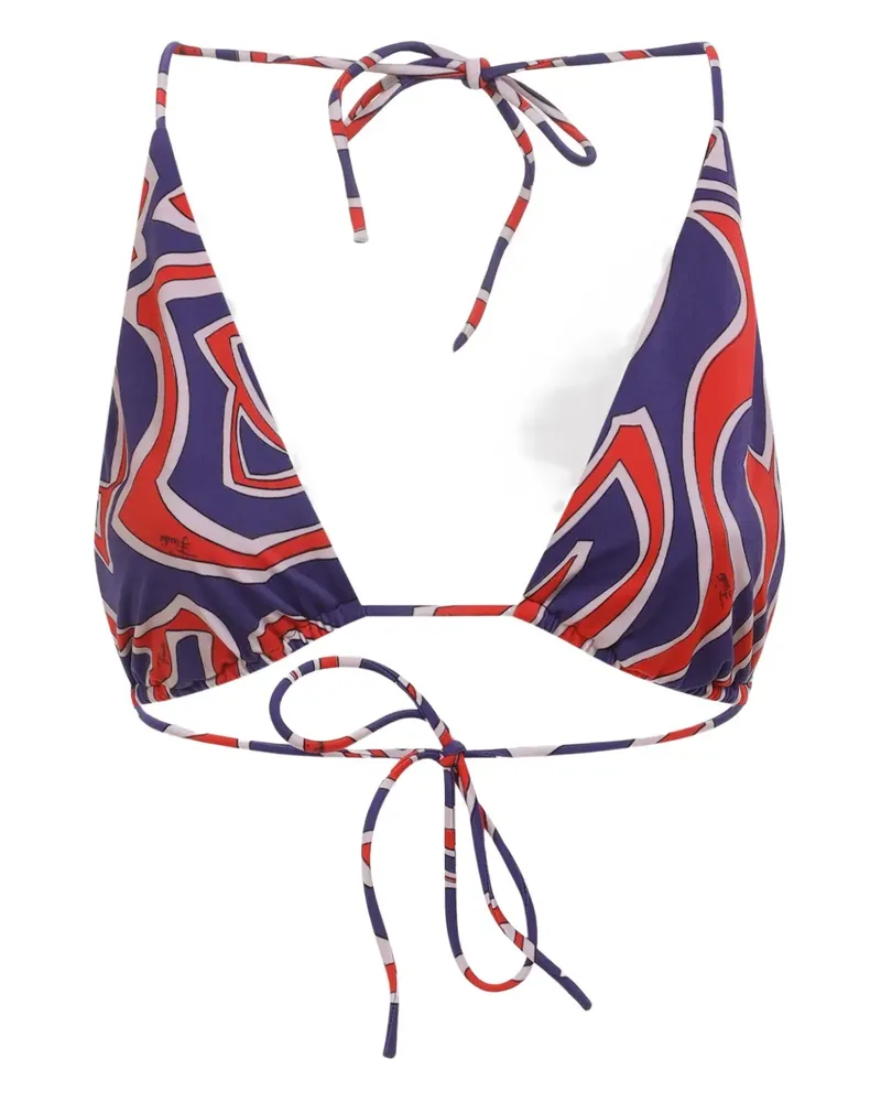 Emilio Pucci abstract-print triangle bikini top - Blau Blau