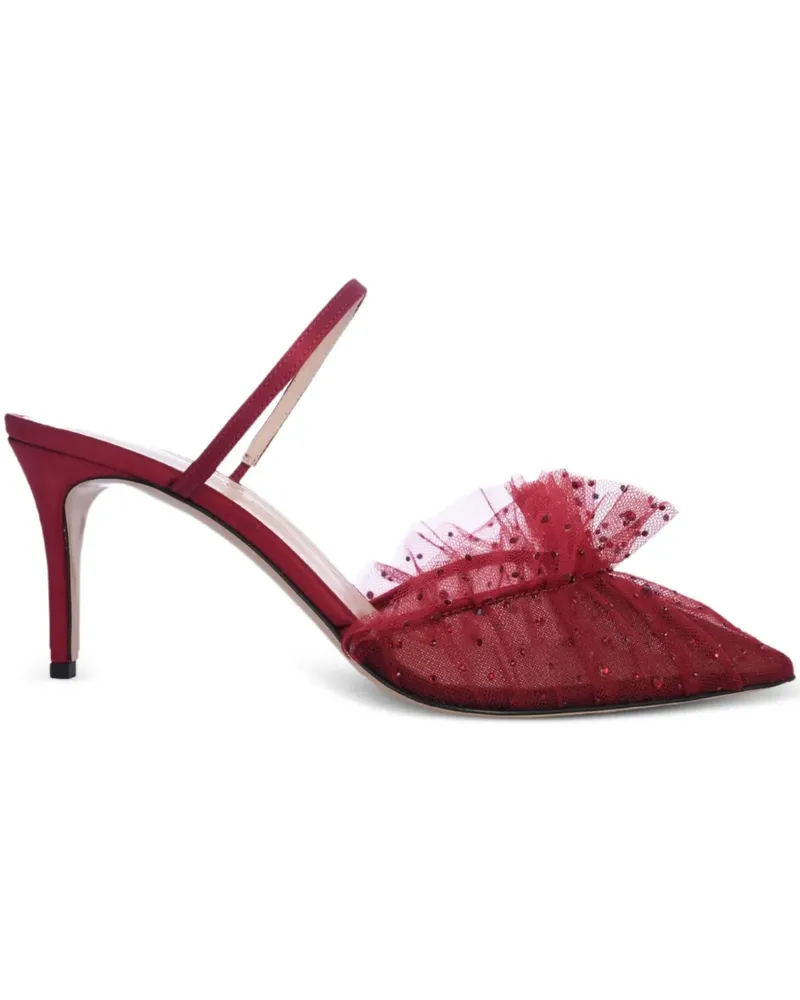 Andrea Wazen Gerüschte Franca Mules 75mm - Rot Rot