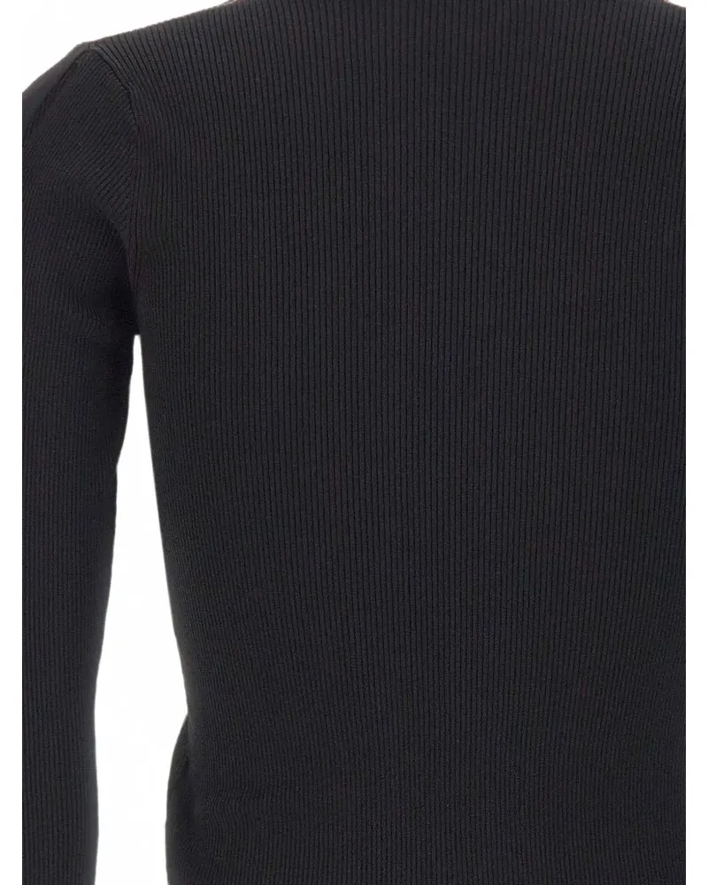 Kaos ribbed-texture braided-sleeve sweater - Schwarz Schwarz