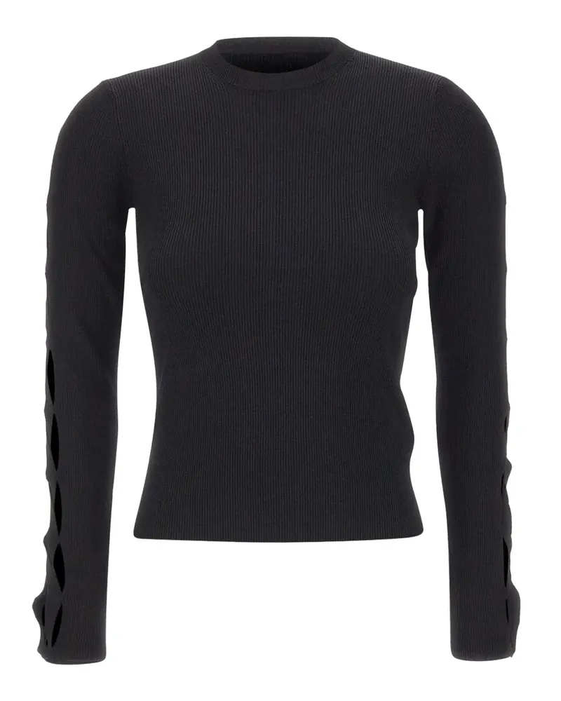 Kaos ribbed-texture braided-sleeve sweater - Schwarz Schwarz