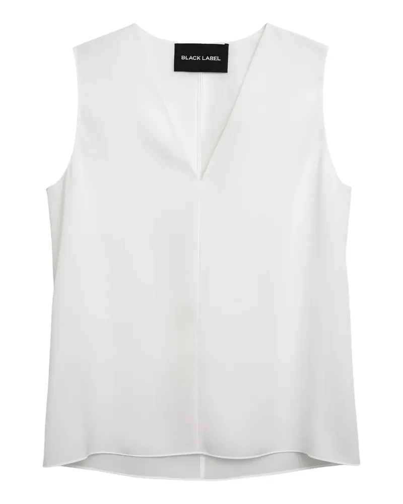 Black Label sleeveless V-neck top - Weiß Weiß
