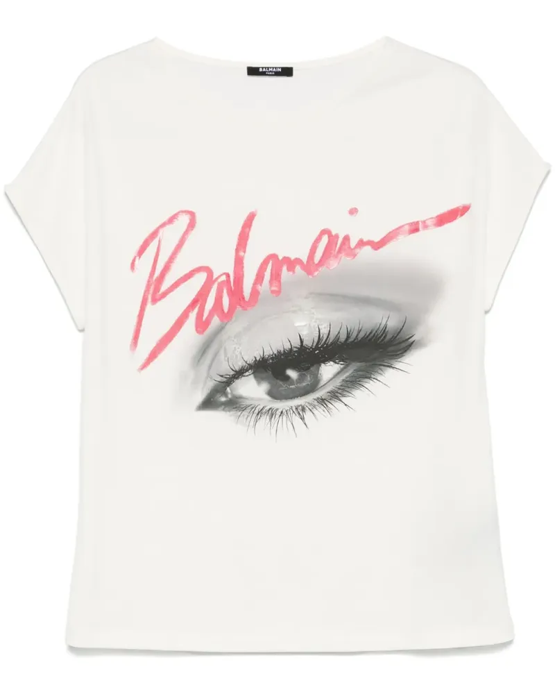 Balmain T-Shirt mit Augen-Print - Weiß Weiß