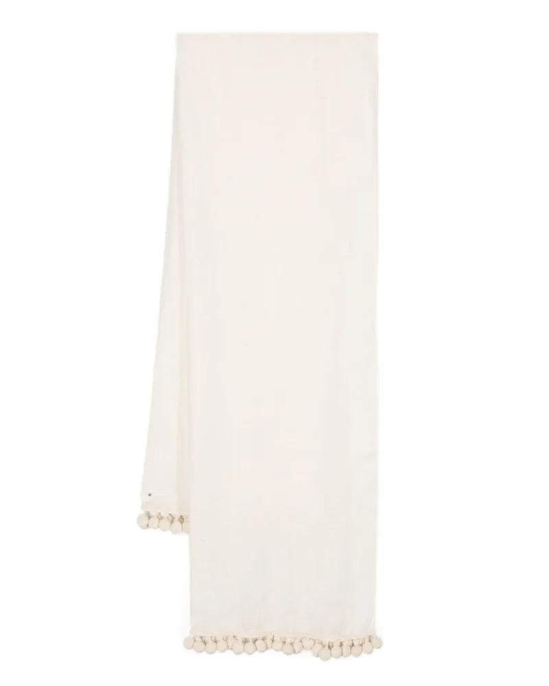 Max Mara Schal mit Pompons - Nude Nude