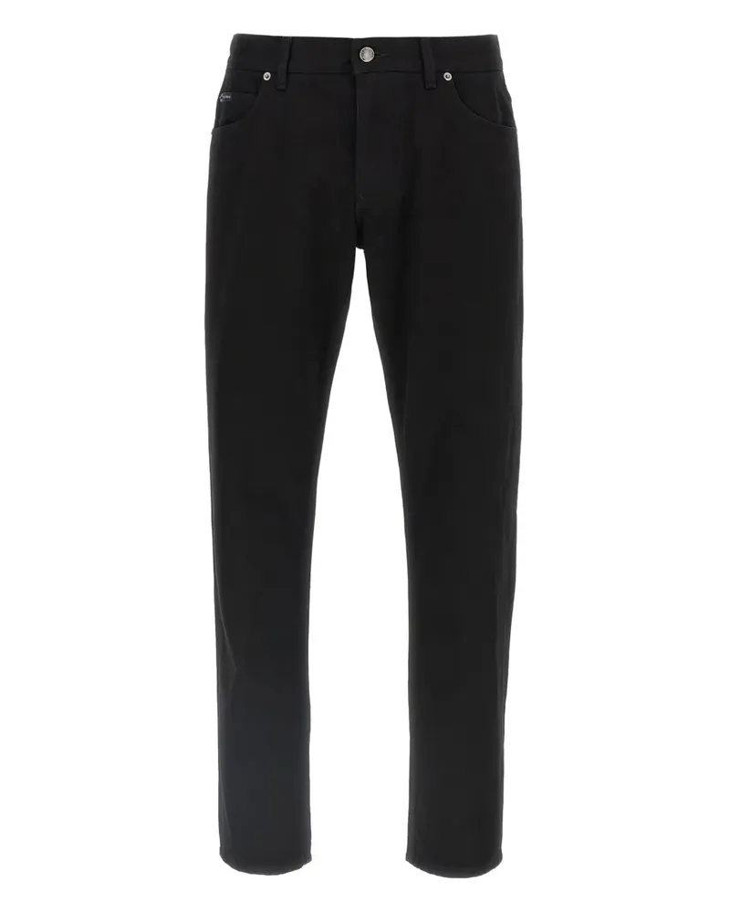 Dolce & Gabbana Five-Pocket-Jeans mit Logo-Schild - Schwarz Schwarz