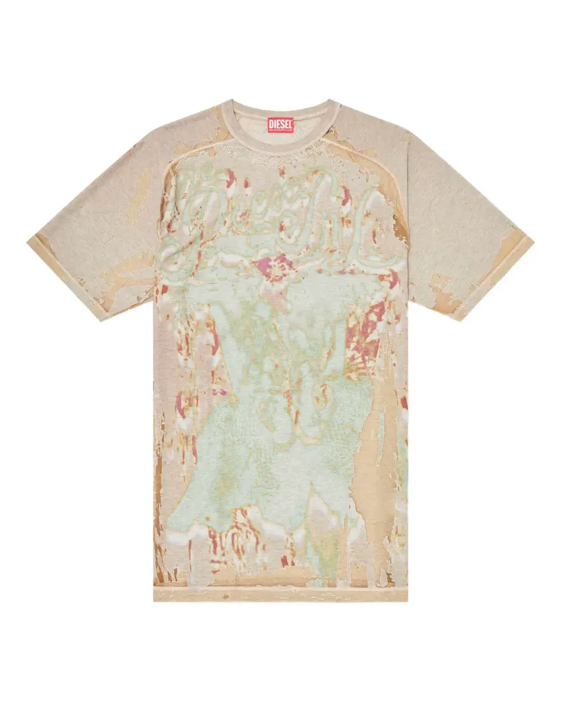 Diesel T-Livo abstract-print T-shirt - Nude Nude