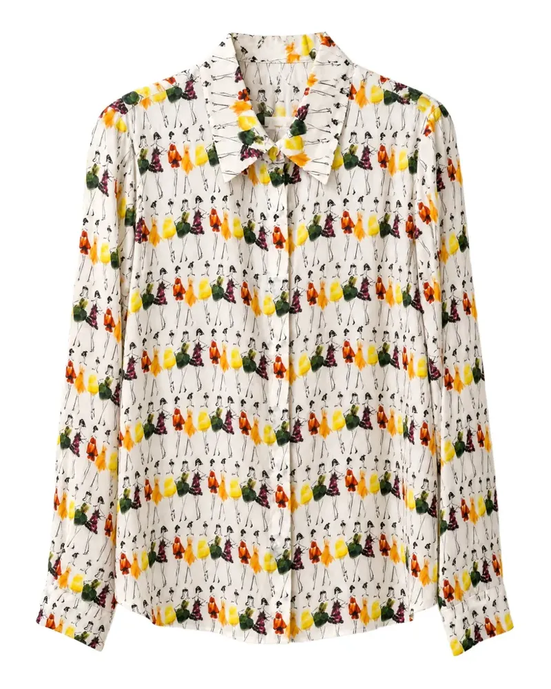 Alice + Olivia graphic-print long-sleeve shirt - Weiß Weiß