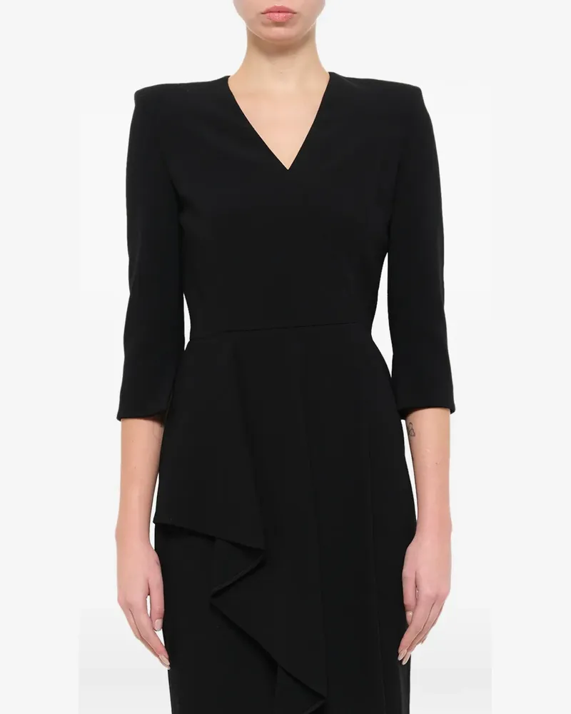 Alexander McQueen Kreppkleid mit Rüschen - Schwarz Schwarz