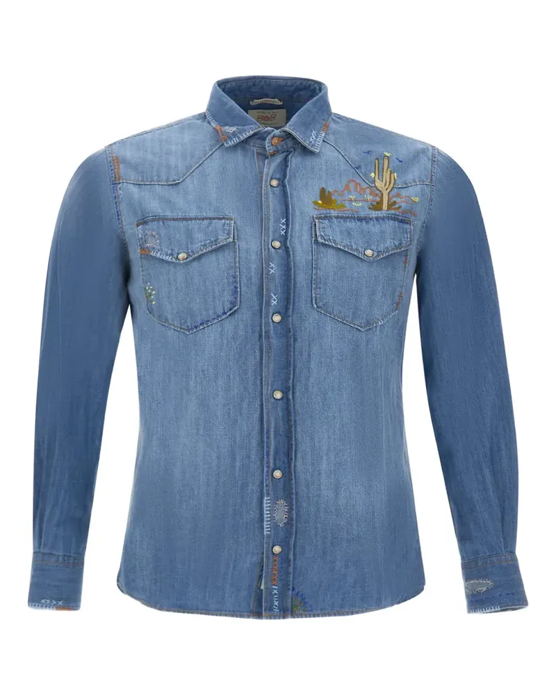 BOB embroidered denim shirt - Blau Blau