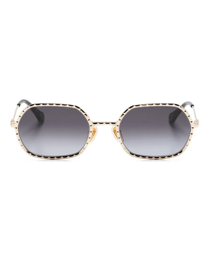 Chloé Sonnenbrille mit eckigem Gestell - Gold Gold