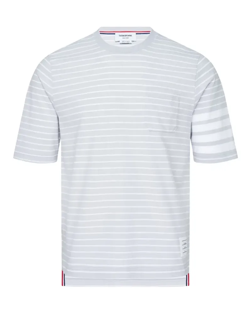 Thom Browne T-Shirt mit Streifen-Tasche - Grau Grau