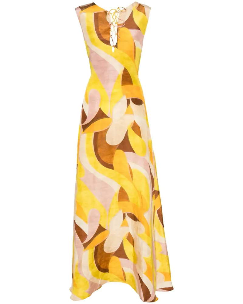 Raquel Diniz Daisy Kleid mit abstraktem Muster - Gelb Gelb