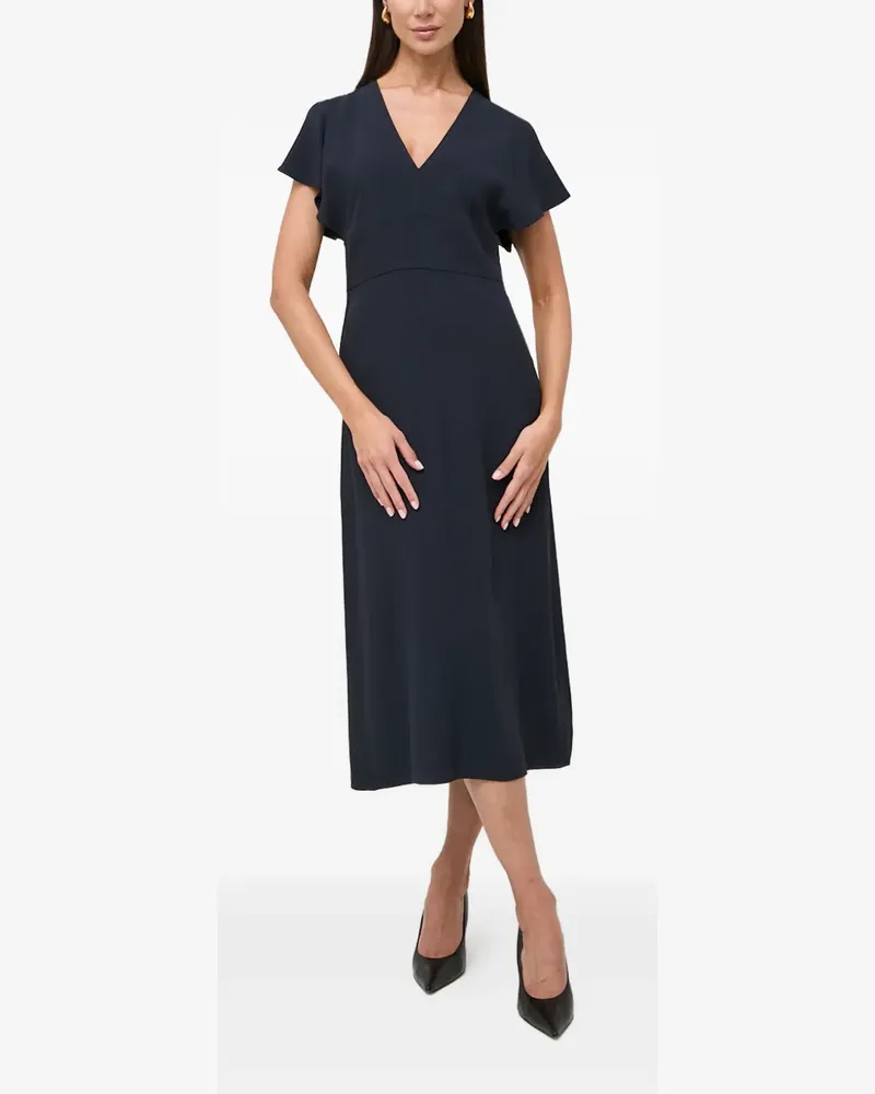 HUGO BOSS flutter-sleeve V-neck midi dress - Blau Blau