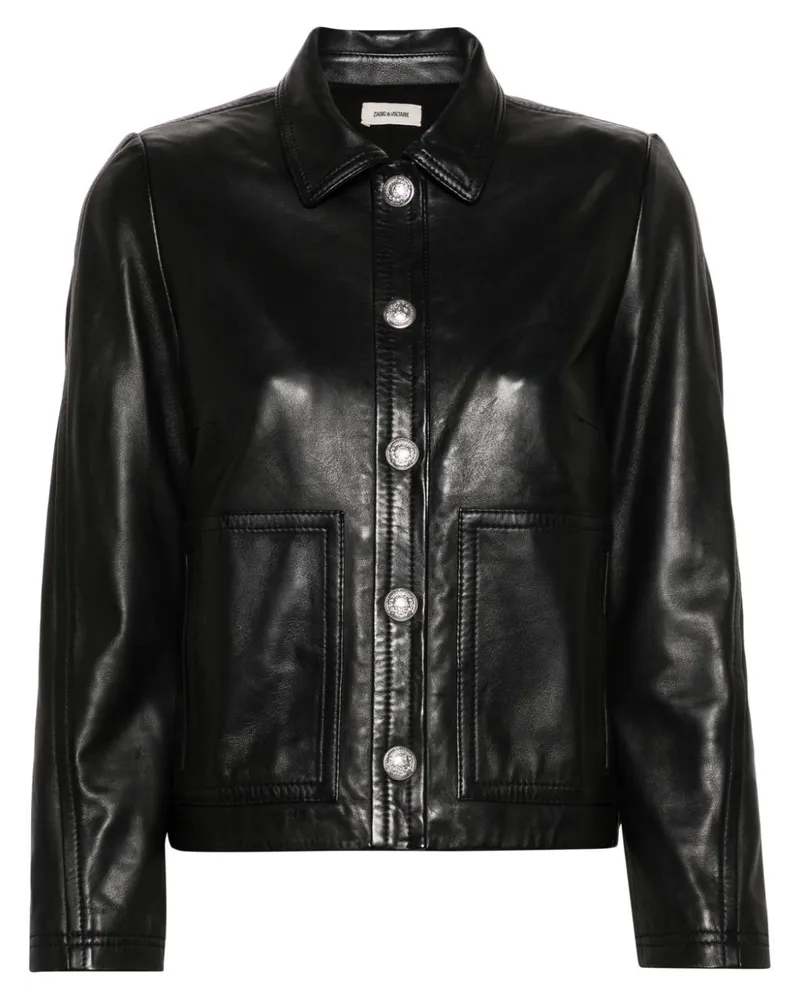 Zadig & Voltaire Litchi leather jacket - Schwarz Schwarz