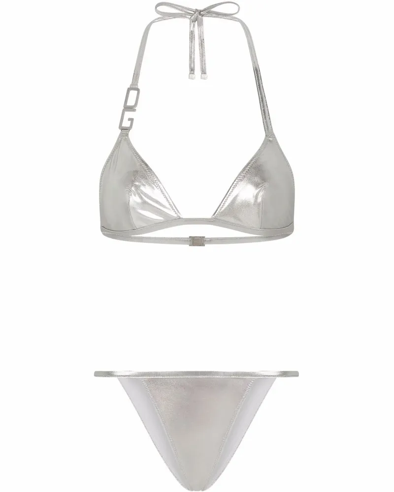 Dolce & Gabbana Triangel-Bikini mit DG - Silber Silber