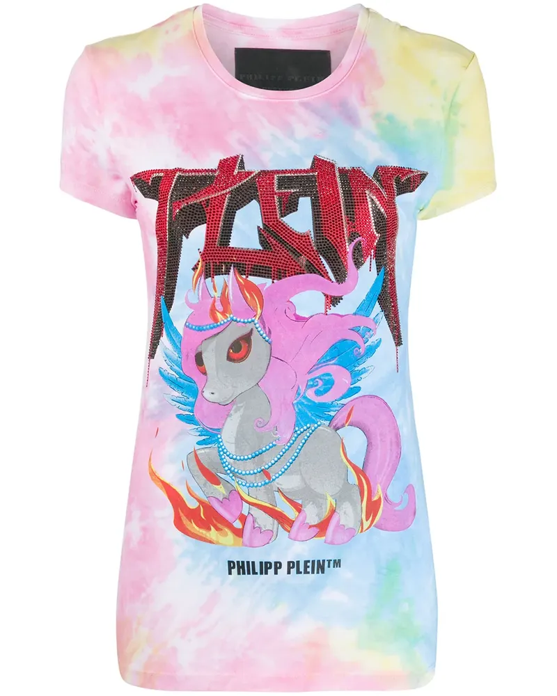 Philipp Plein Verziertes T-Shirt mit Logo - Rosa Rosa