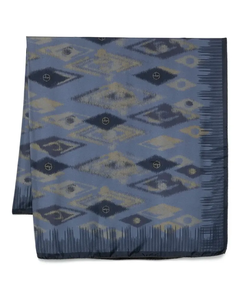 Giorgio Armani Schal aus Seide mit Ikat-Muster - Blau Blau