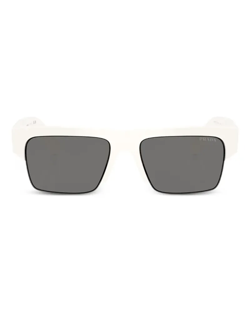 Prada Eckige Sonnenbrille mit Logo - Weiß Weiß