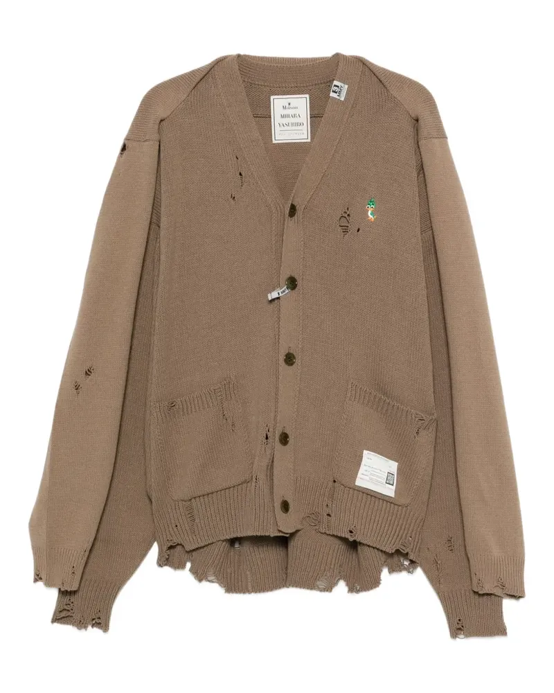 MIHARAYASUHIRO Cardigan im Layering-Look mit Schal - Braun Braun