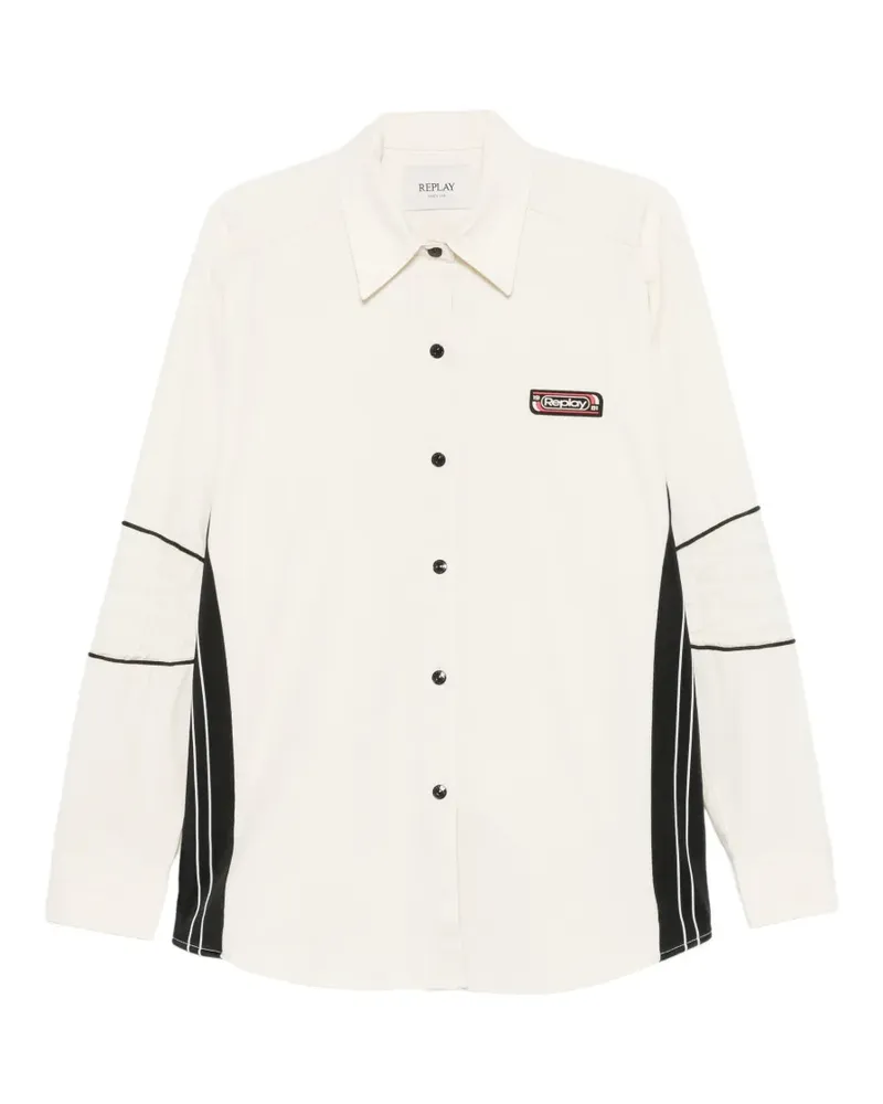 Replay Hemd mit Logo-Patch - Nude Nude