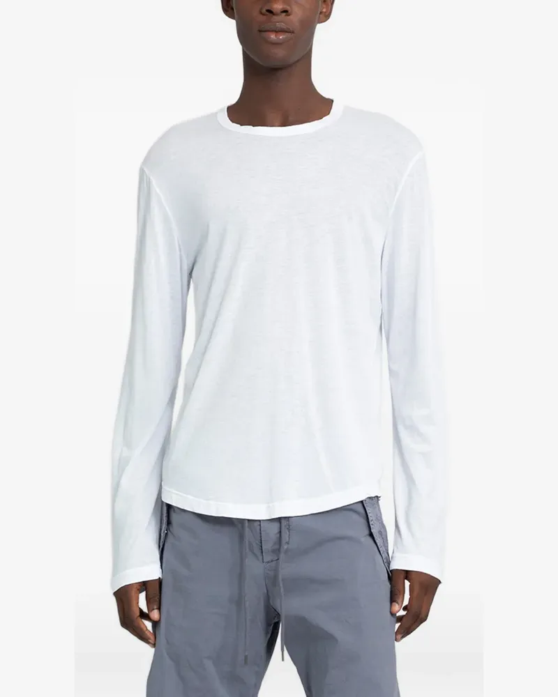 James Perse Langarmshirt mit abgerundetem Saum - Weiß Weiß