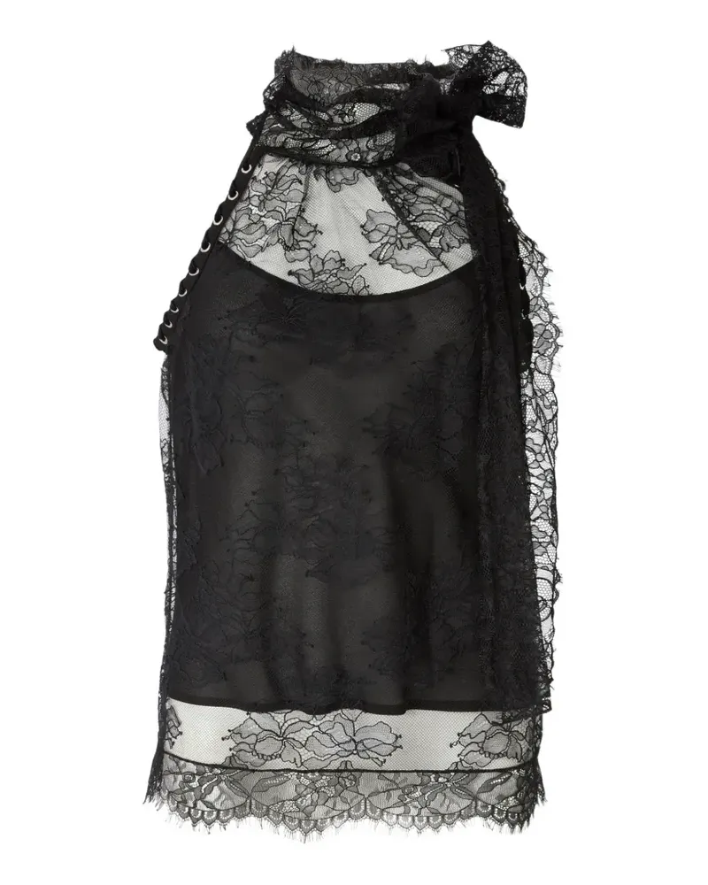 Pinko Oberteil mit Spitze und Schleife - Schwarz Schwarz