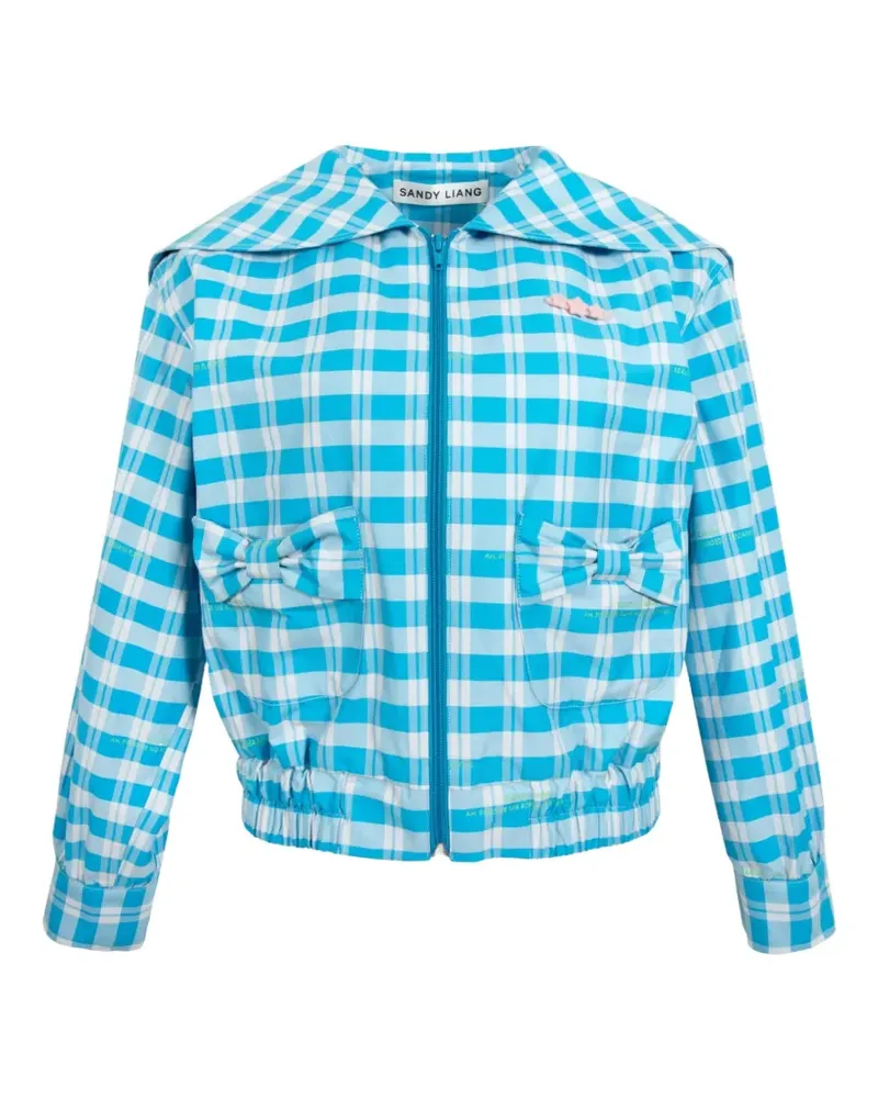 Sandy Liang Farro gingham denim jacket - Blau Blau