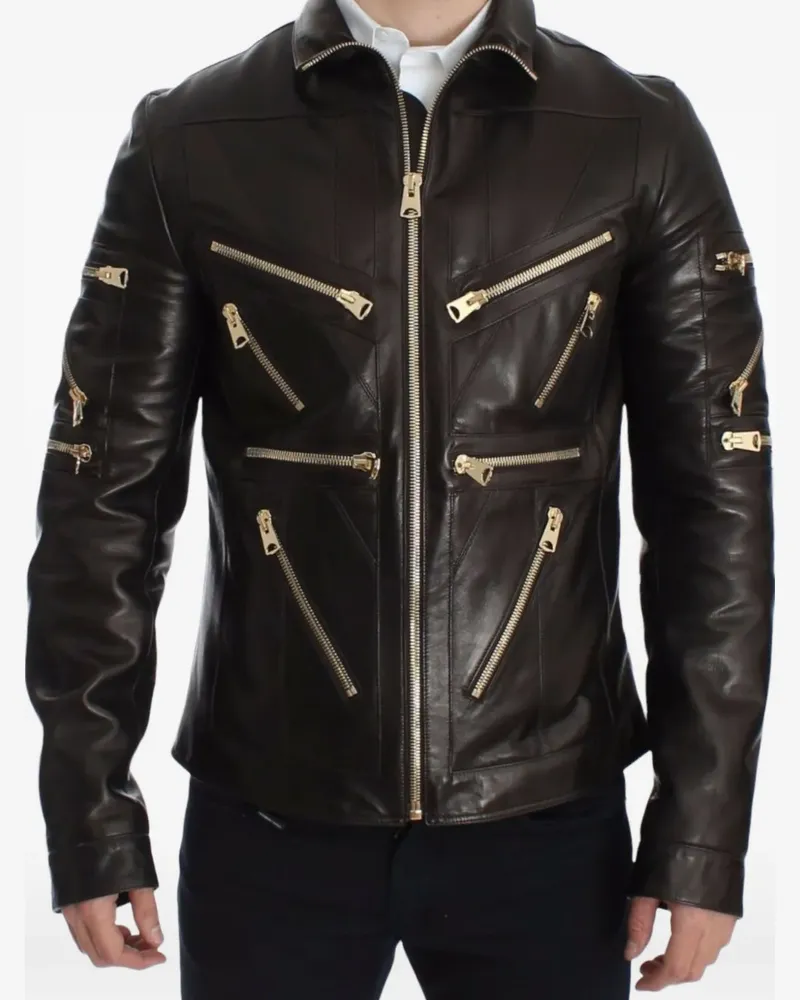 Dolce & Gabbana Lederjacke mit Reißverschlüssen - Braun Braun