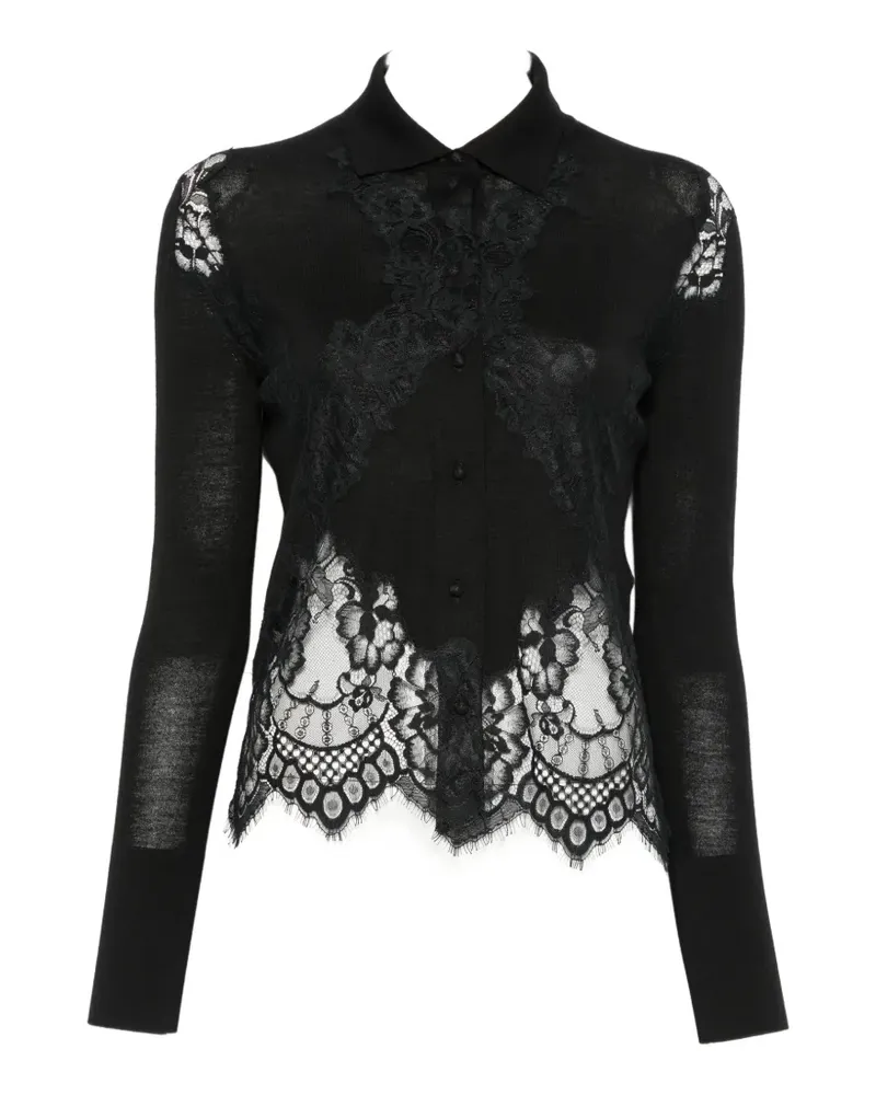 Ermanno Scervino lace-panelled button-up cardigan - Schwarz Schwarz
