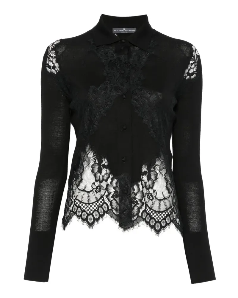 Ermanno Scervino lace-panelled button-up cardigan - Schwarz Schwarz