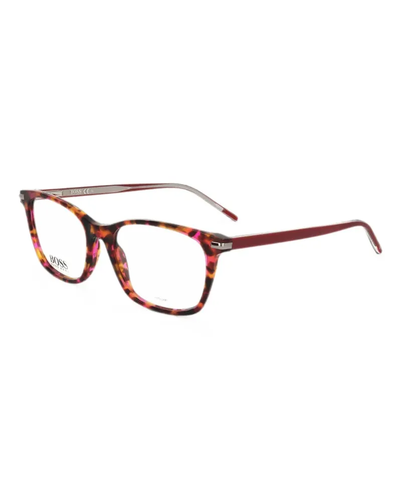 HUGO BOSS Eckige Brille in Schildpattoptik - Rot Rot