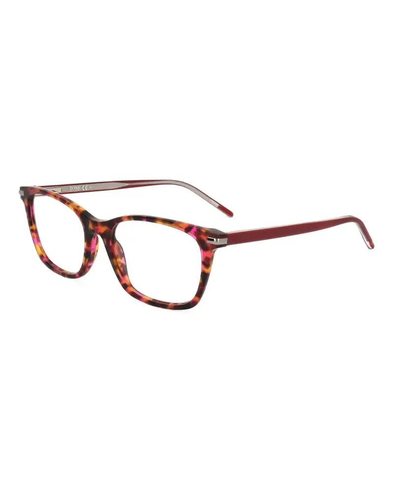 HUGO BOSS Eckige Brille in Schildpattoptik - Rot Rot