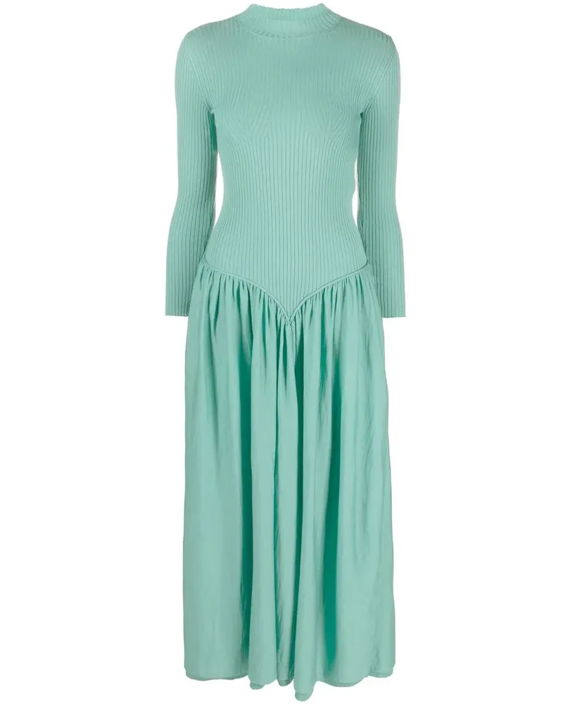 Stella McCartney Geripptes Midikleid - Grün Grün