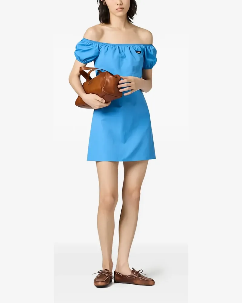 Miu Miu Minikleid mit Logo-Patch - Blau Blau
