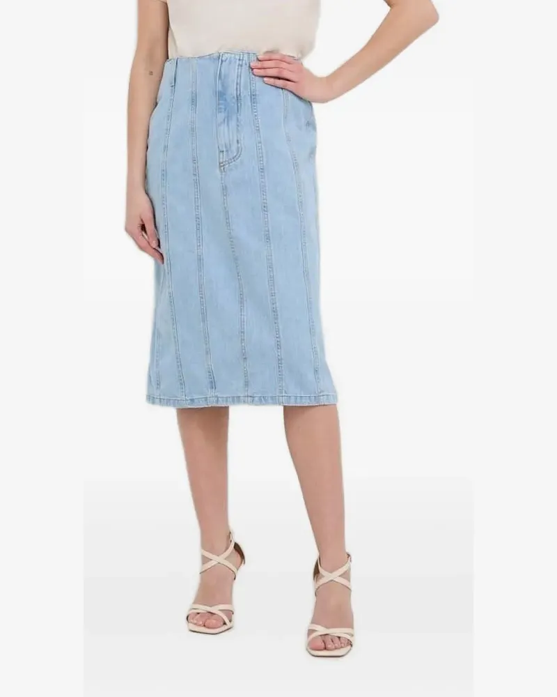 Silvian Heach Gerader Midirock mit Jeanseinsätzen - Blau Blau