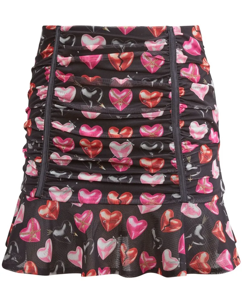 Fleur Du Mal Minirock mit Herz-Print - Schwarz Schwarz