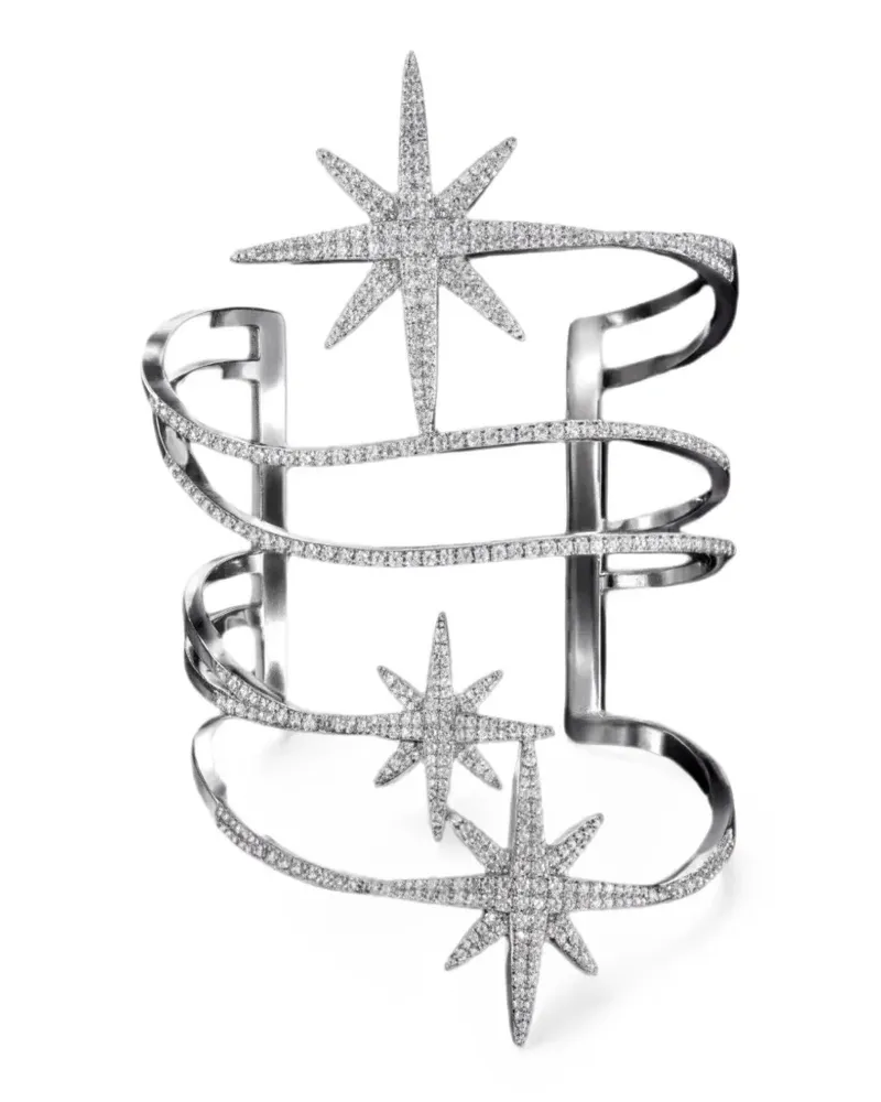 APM Monaco star-motif pavé cuff bracelet - Silber Silber