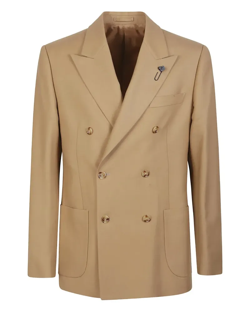 LARDINI double-breasted wool jacket - Braun Braun