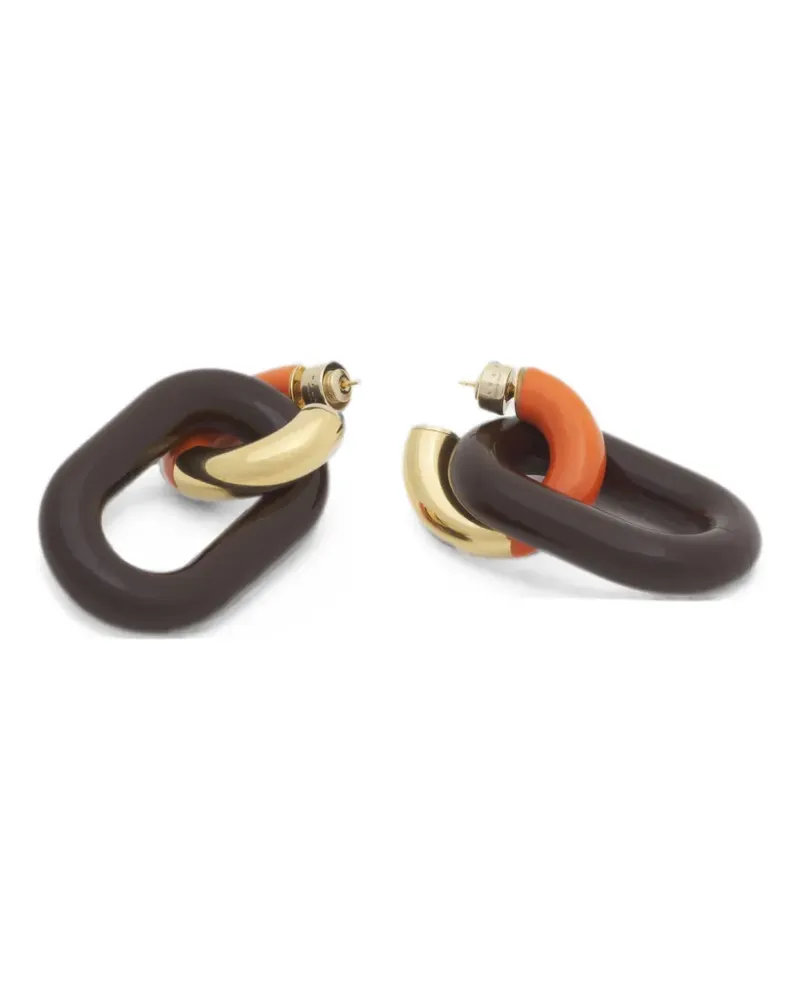 Marni orange and brown resin chain earrings - Gold Gold